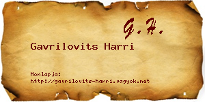 Gavrilovits Harri névjegykártya